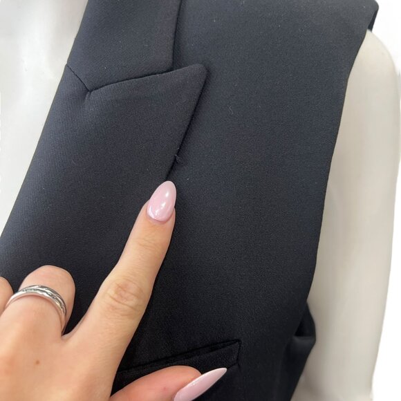 Veronica Beard Black Tux Single Breasted Vest Nylon Blazer size 6 - Picture 5 of 11